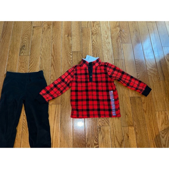 Brand new Boys or Girls  just one you Carters red & black plaid  outfit fleece - Picture 2 of 8
